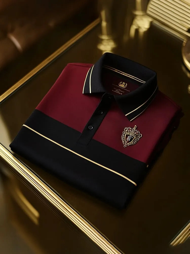 Men's Heritage Check Logo Button Polo Shirt | Premium Classic Business Short Sleeve Polo for Men