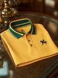 Men's Signature Yellow Logo Button Short Sleeve Polo Shirt | Premium Casual Polo T-Shirt for Men