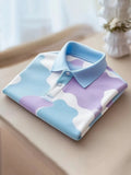 Men's Prestige Stripe Logo Button Short Sleeve Polo Shirt | Premium Business Casual Polo for Men