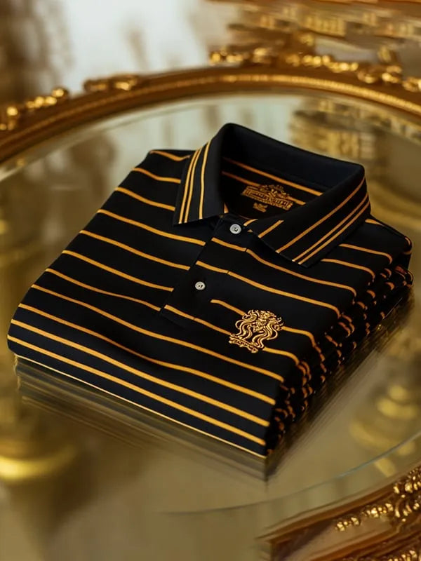 Men's Executive Signature Logo Button Short Sleeve Polo Shirt | Premium Business Casual Polo for Men