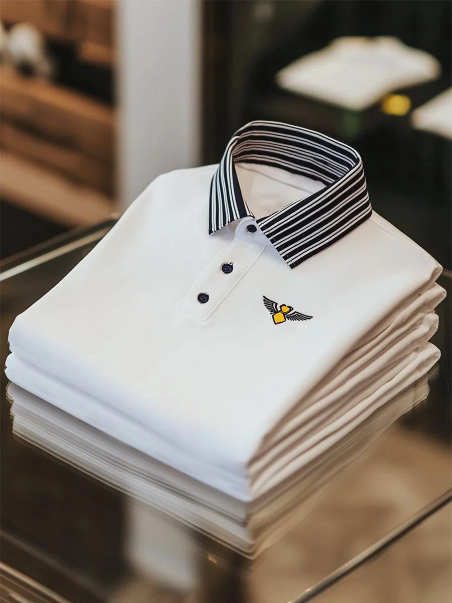 Men's Executive Business Casual Button Short Sleeve Polo Shirt | Premium Classic Polo T-Shirt for Men