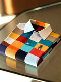 Men's Contemporary Art Button Short Sleeve Polo Shirt | Premium Business Casual Polo for Men