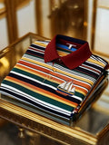 Men's Heritage Retro Stripe Long Sleeve Polo Shirt | Premium Business Casual Polo for Men