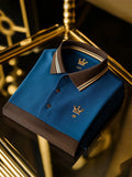 Men's Executive Heritage Check Logo Button Short Sleeve Polo Shirt | Premium Business Casual Polo for Men
