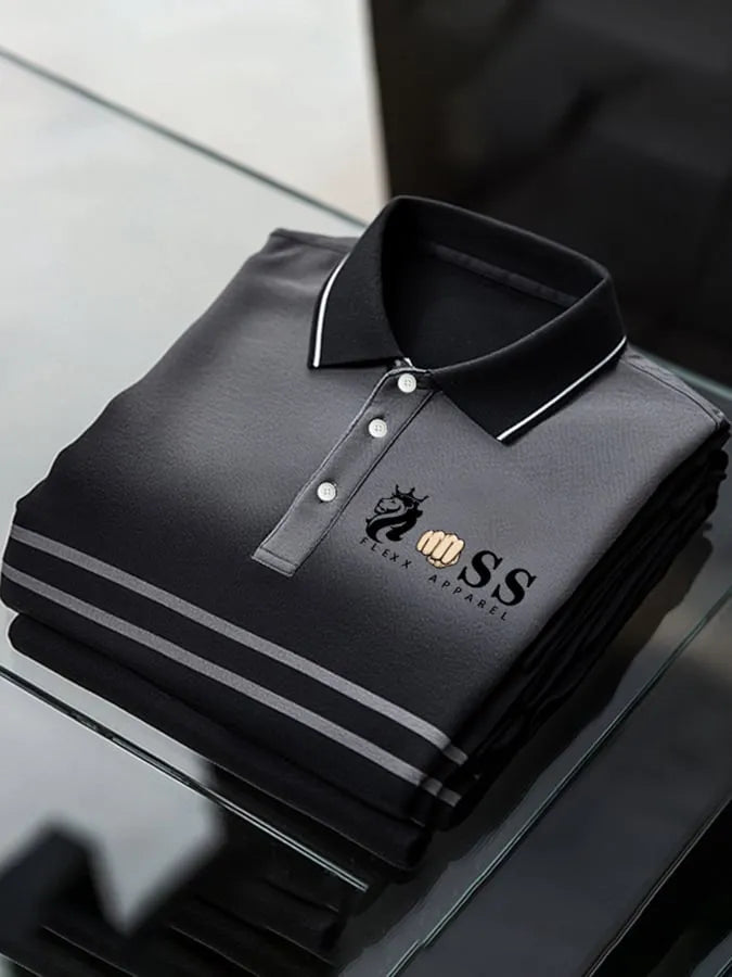 Men's Executive Printed Short Sleeve Polo Shirt | Premium Business Casual Polo for Men