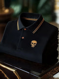 Men's Heritage Paisley Skull Logo Polo Shirt | Premium Classic Business Short Sleeve Polo for Men